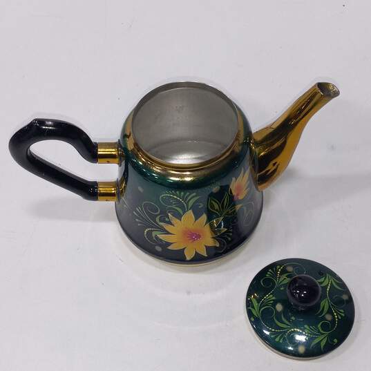 Vintage Metal Teapot & Tray image number 3