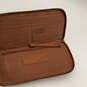 NWT Womens Brown Leather Outer Pocket Card Holder Zipper Wristlet Wallet image number 3