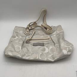 Coach Womens White Signature Print Double Strap Zipper Tote Handbag alternative image