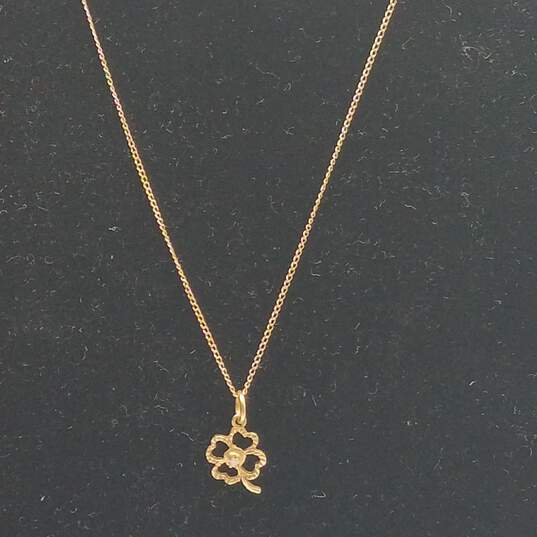 14k Gold Diamond Four Leaf Clover Pendant Necklace 1.5g image number 2