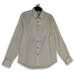 NWT Mens White Long Sleeve Spread Collar Button-Up Shirt Size Large