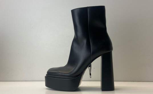 ZARA Black Chunky Platform Heel Ankle Zip Boots Size 41 image number 2