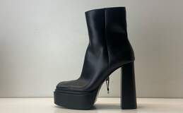 ZARA Black Chunky Platform Heel Ankle Zip Boots Size 41 alternative image