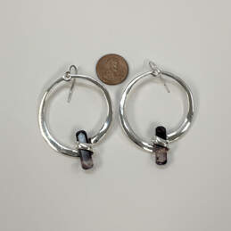 Designer Robert Lee Morris Soho Silver-Tone Amethyst Gypsy Hoop Earrings