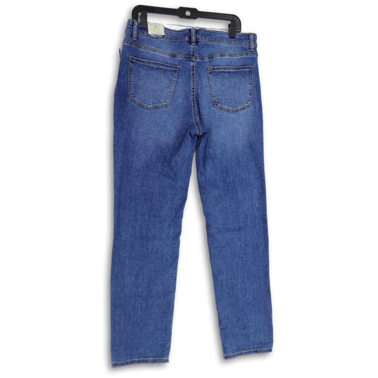 NWT Womens Blue Denim Distressed 5-Pocket Design Straight Leg Jeans Size 10 image number 2