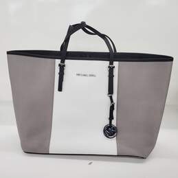 Michael Kors Grey & White Colorblock Tote Shoulder Bag