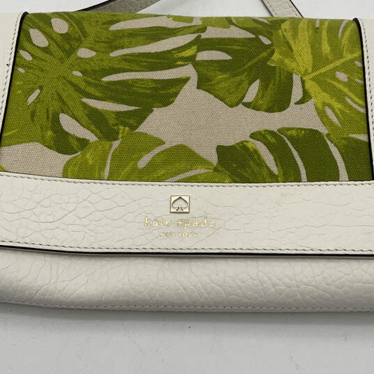 Womens White Green Leather Tropical Print Semi Chain Strap Crossbody Bag image number 5