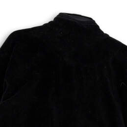 Womens Black Pockets Long Band Sleeve Full-Zip Bomber Jacket Size Large