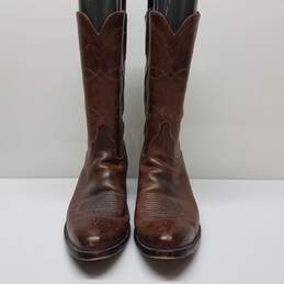 Vintage Handmade Lucchese 1883 Brown Western Cowboy Boots Size 13 alternative image