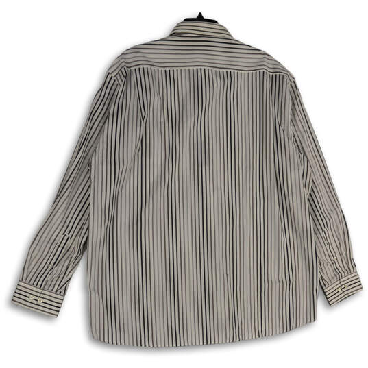 Mens Brown Gray Striped Long Sleeve Spread Collar Button-Up Shirt Size XXL image number 2