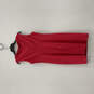 Womens Red Sleeveless Boat Neck Stretch Back Zip Sheath Dress Size 10 image number 2