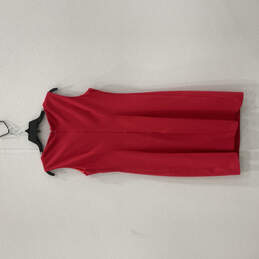 Womens Red Sleeveless Boat Neck Stretch Back Zip Sheath Dress Size 10 alternative image