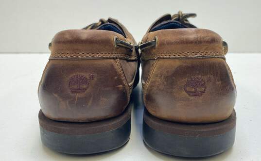 Buy the Timberland 71024 Brown Leather Moc Toe Boat Shoes Men's Size 9. ...