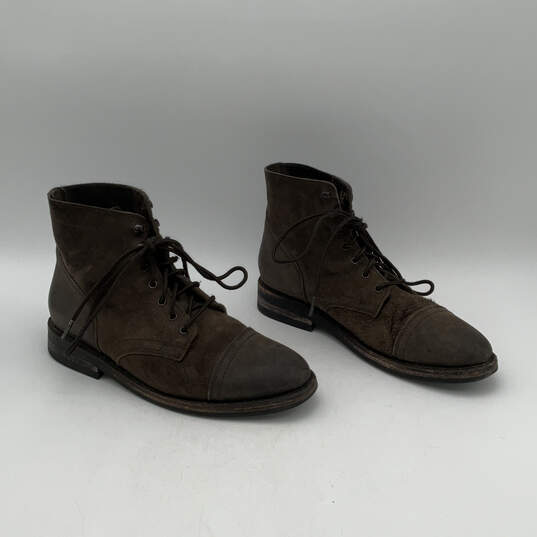 Womens Captain Brown Distress Suede Cap Toe Lace-Up Ankle Boots Size 8 image number 1