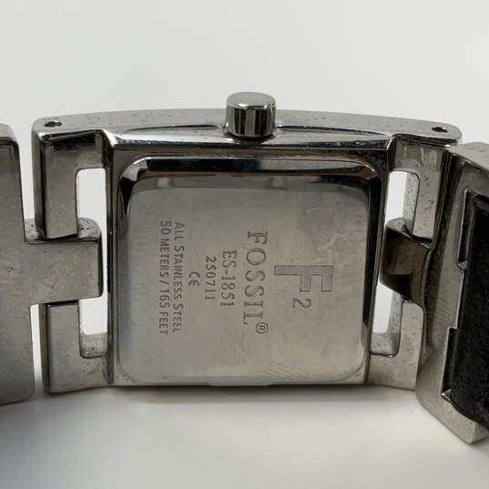 Designer Fossil Silver Tone Square Dial Adjustable Strap Analog Wristwatch image number 3