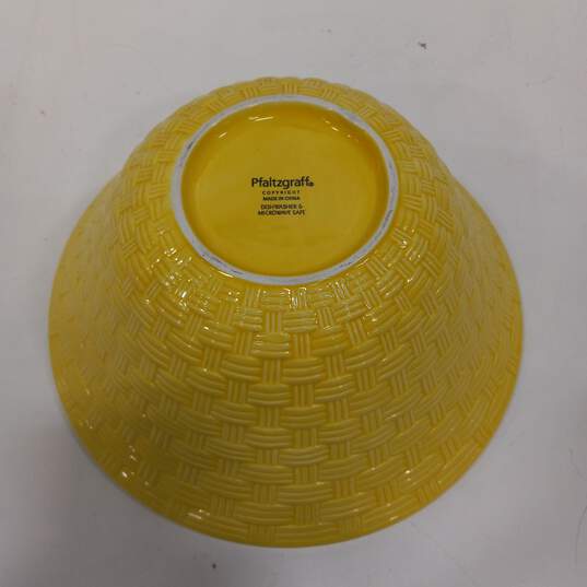 Pfaltzgraff 10" Yellow Ceramic Basket Weave Bowl image number 3