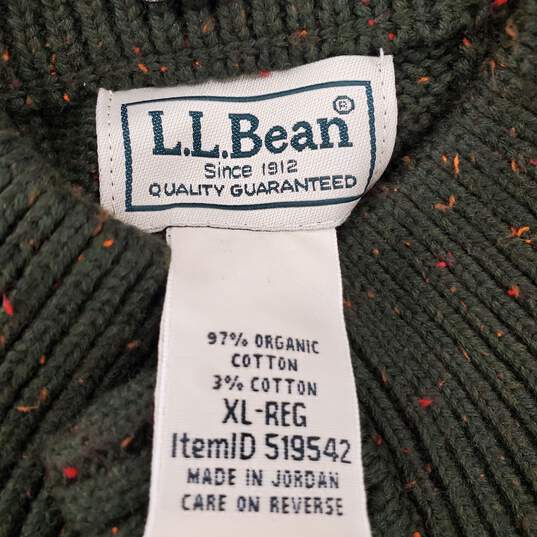 L.L. Bean Men Green 1/4 Button Sweater XL NWT image number 3
