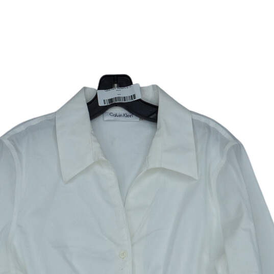 Womens White Long Sleeve Spread Collar Comfort Button-Up Shirt Size 12 image number 3