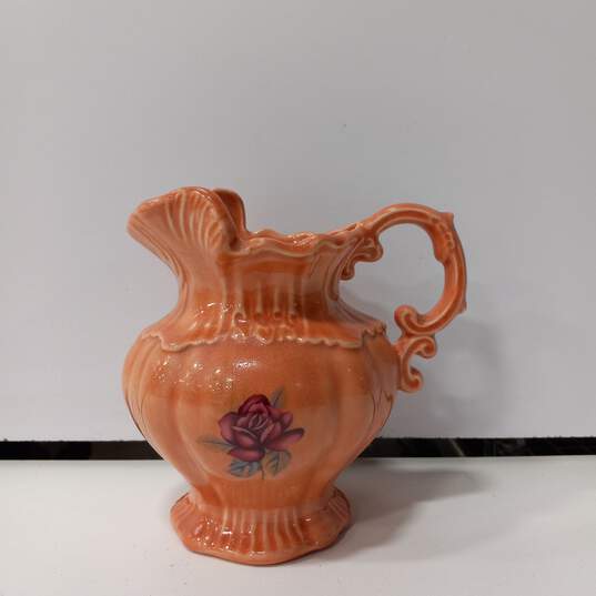 Vintage Arner's Peach Tone Ceramic Pitcher image number 1