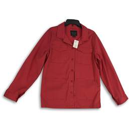 NWT Womens Red Spread Collar Long Sleeve Button Front 4 Pocket Jacket Size XL