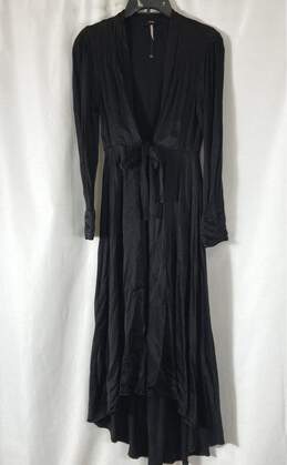 Free People Womens Black Long Sleeve Hi-Low Classic One Piece Robe Size Small