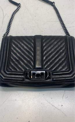 Rebecca Minkoff Leather Love Chevron Small Shoulder Bag Black