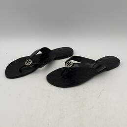 Tory Burch Womens Thora Black Silver Leather Slip-On Flip-Flop Sandals Size 8 M alternative image