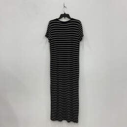 Womens Black White Striped Short Sleeve Round Neck T-Shirt Dress Size L alternative image
