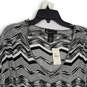 NWT Womens Black White Chevron 3/4 Sleeve Pullover Sweater Size 16 image number 3