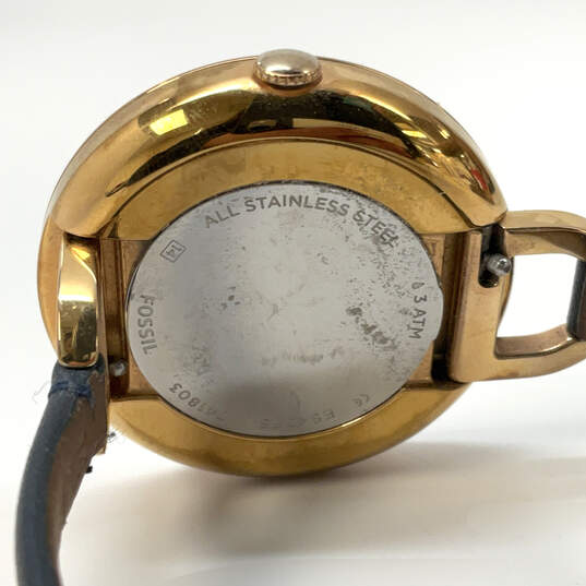 Designer Fossil Annette ES4355 Gold-Tone Leather Strap Analog Wristwatch image number 3