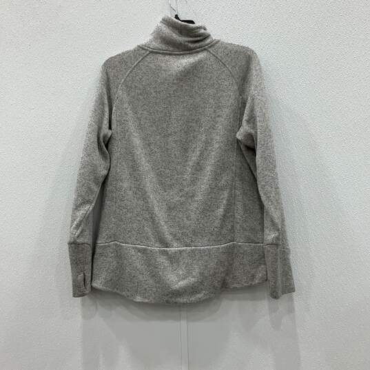 Danskin Womens Gray Heathered Mock Neck Long Sleeve Full Zip Sweater Size Large image number 2