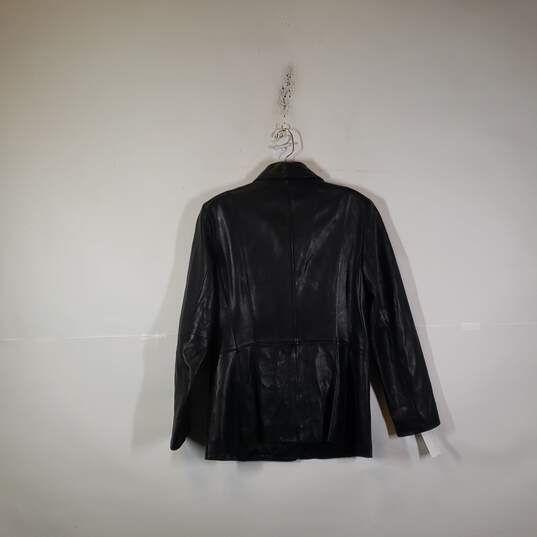 omens Regular Fit Long Sleeve Collared Leather Jacket Size Medium image number 2
