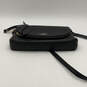 Womens Black Leather Zipper Pockets Adjustable Strap Crossbody Bag Purse image number 3