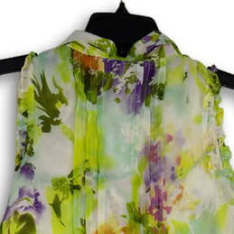 NWT Womens Multicolor Floral Collared Pleated Pullover Blouse Top Size S alternative image