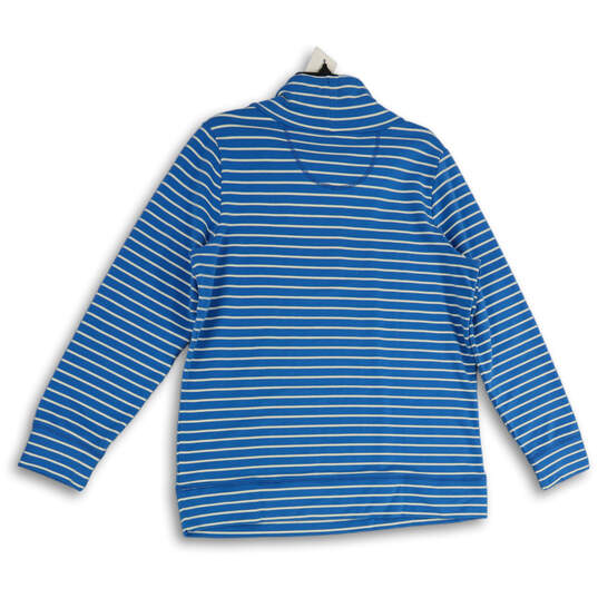 NWT Womens Blue White Striped Cowl Neck Pullover Sweatshirt Size L Reg image number 2