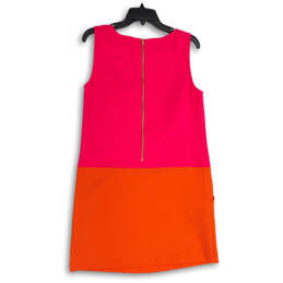 NWT Womens Pink Orange Sleeveless Boat Neck Back Zip Shift Dress Size 8 alternative image