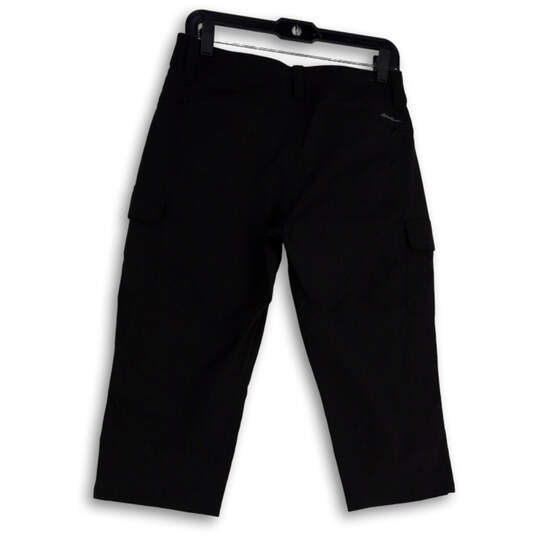 Womens Black Flat Front Cargo Pockets Stretch Cropped Pants Size P8 image number 2