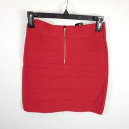 Bebe Women Red Knitted Bandage Skirt M NWT alternative image