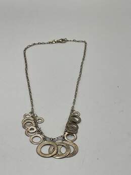 925 Sterling Silver Womens Multi Circle Bib Chain Statement Necklace 11.9g