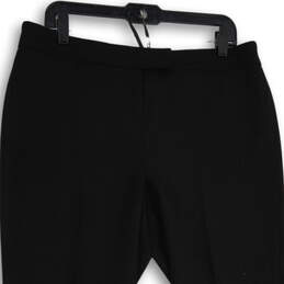 Womens Black Flat Front Welt Pocket Straight Leg Dress Pants Size 12