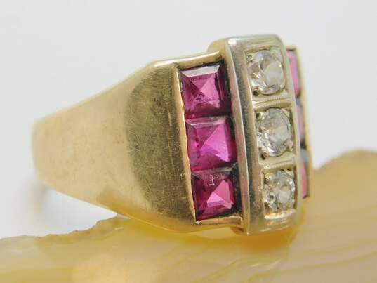 Men's Vintage 14K Yellow Gold 0.52 CTTW Diamond & Ruby Ring 10.4g image number 2
