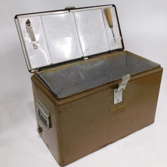 Hemp & Co Little Brown Chest Metal Cooler Ice Chest W/ Ice Pick & Bottle Opener image number 1