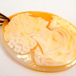 Sterling Silver Vermeil Carved Shell Cameo Statement Pendant 12.8g alternative image