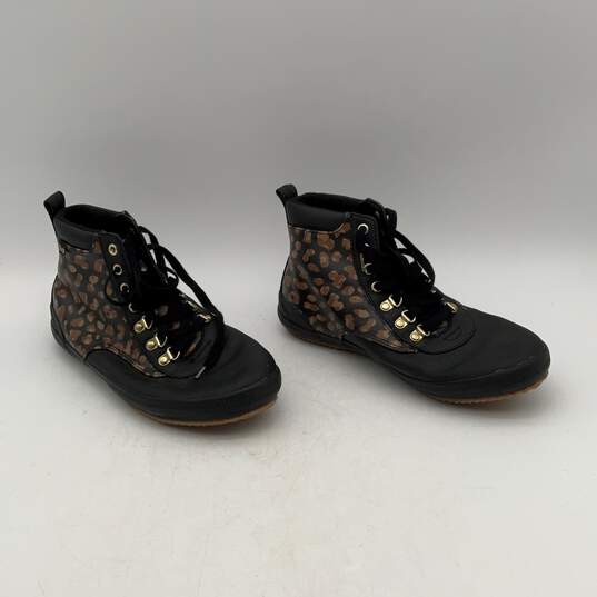 Keds Womens Scout Black Leopard Print Lace-Up Ankle Combat Boots Size 8 image number 1
