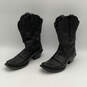 Womens Black Leather Square Toe Pull-On Cowgirl Western Boots Size 8 image number 1