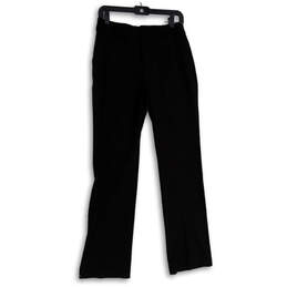 NWT Womens Black Flat Front Mid Rise Barely Bootcut Leg Dress Pants Size 6