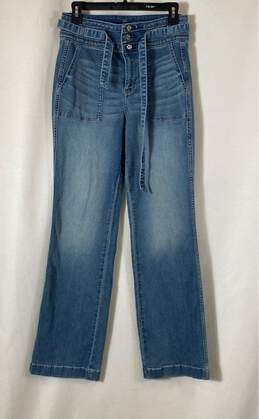 White House Black Market Womens Blue Pockets High Rise Straight Jeans Size 4