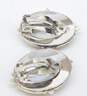 Vintage Whiting & Davis Silver Tone & Faux Mother of Pearl Clip-On Earrings 14.4g image number 4