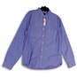 NWT Mens Blue Long Sleeve Pockets Collared Casual Button Up Shirt Size L image number 1