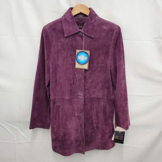 NWT Bernardo Collection WM's Purple Leather Suede Button Blazer Size M image number 1